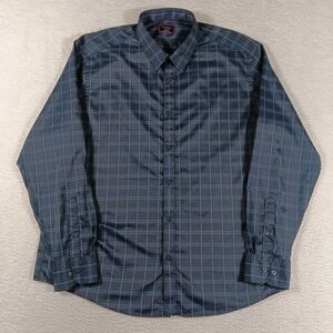 UNTUCKit Shirt Mens XXL 2XL Blue Performance Plaid Long Sleeve Office Buisness